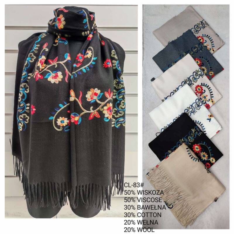 Szaliki damskie Roz Standard Mix kolor Paczka 12 szt